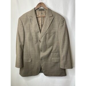 Mecca 'Morton' Sport Coat•Suit Jacket Men's 48R 42W Brown Plaid 3-button Front